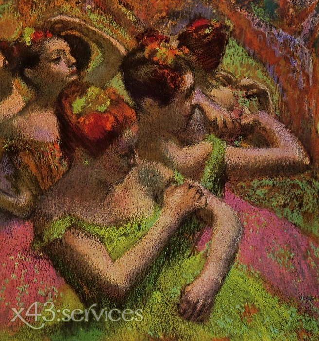Edgar Degas - Ballerinas richten ihre Kleider